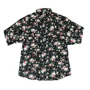 Black Floral Button up